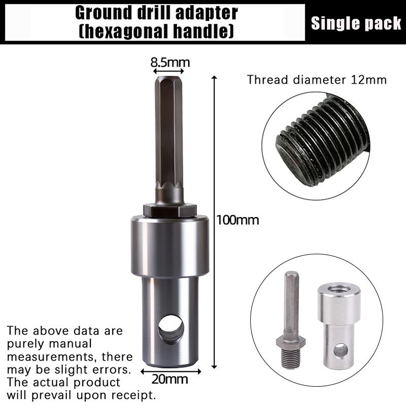 Adattatore per Trivella da Terra Strumento 4 Tipi di Interfaccia Manico Rotondo Esagonale Adattatore per Trivella da Terra Per Trapano Chiave Martello Macchina