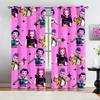 2pcs Kpop Anime Girls Curtains Cute Idol Group Print Blackout Curtains Orange Background Window Drapes For Teens Bedroom Dec