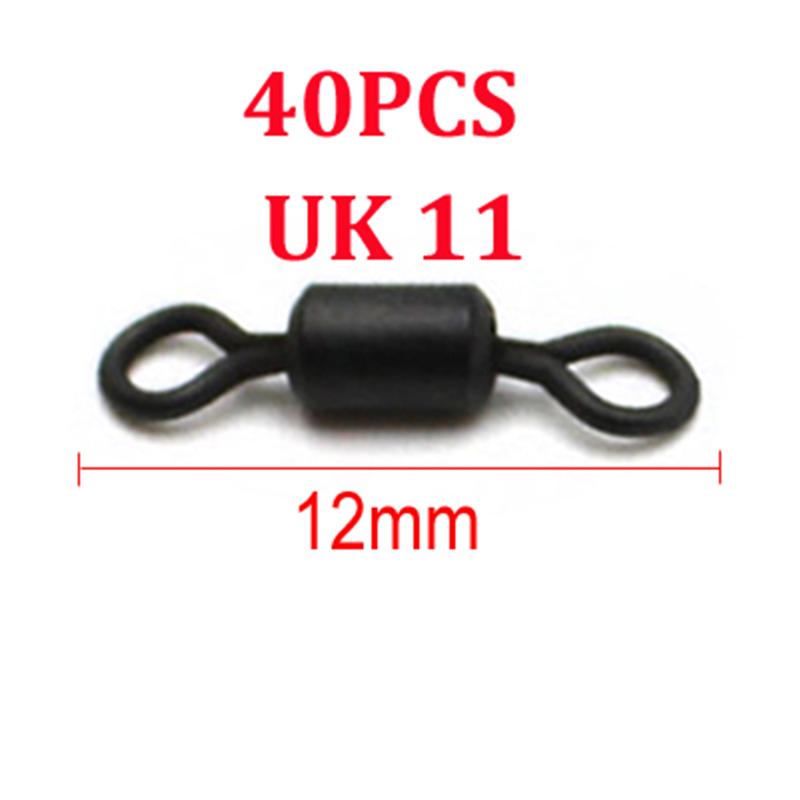 40 STK Karpefisketilbehør Fiske Micro Rolling Swivel Quick Change Ring Swivels Loop Swivels Carp Chod Running Rigger Takle