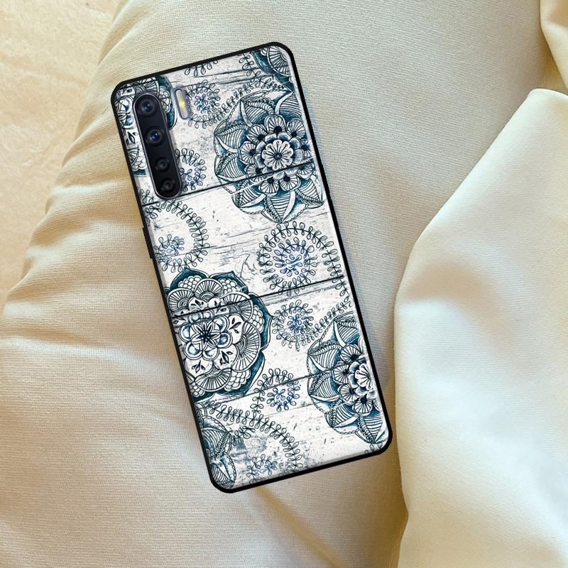 Mandala Wood Floral Case For Oppo A98 A78 A18 A38 A58 A5 A6 Pro A54 A74 A94 A17 A57 A80 A60 A40 A96 A76 A16 A15