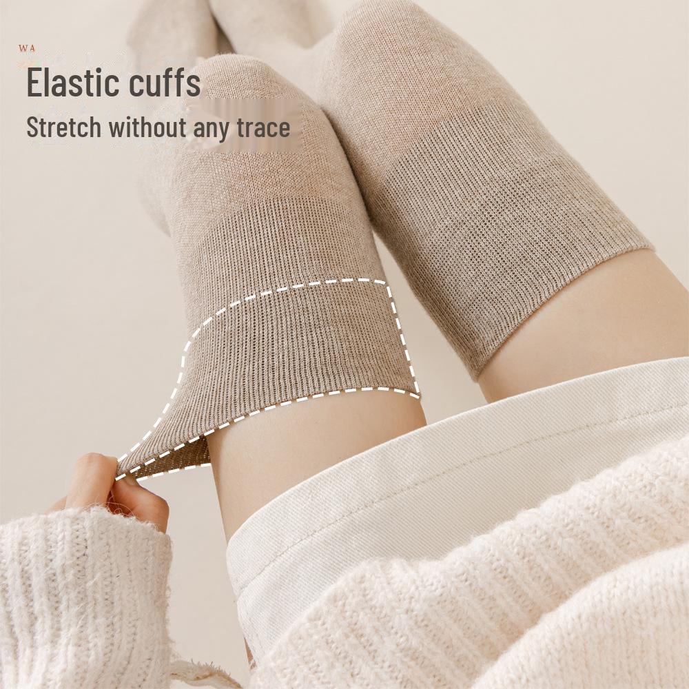 Dámské dlouhé ponožky z čisté bavlny: Nad koleno, Černý sportovní, Jarní a Podzimní JK styly