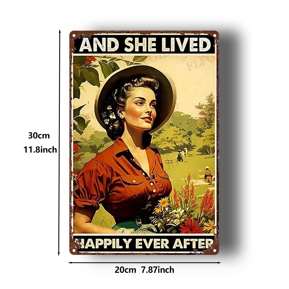 Vintage S Housewife Metal Wall Decor X Inch Farmhouse Kitchen Sign Happily Ever After Quote Durable Iron Art for Home