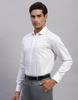 Monte Carlo Mens Self Design White Collared Neck Full Sleeve Shirt