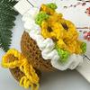 Crochet Rose Flower Bouquet Decoration Handmade Knitting Floral Ornament Finished Hand Woven Flower Table