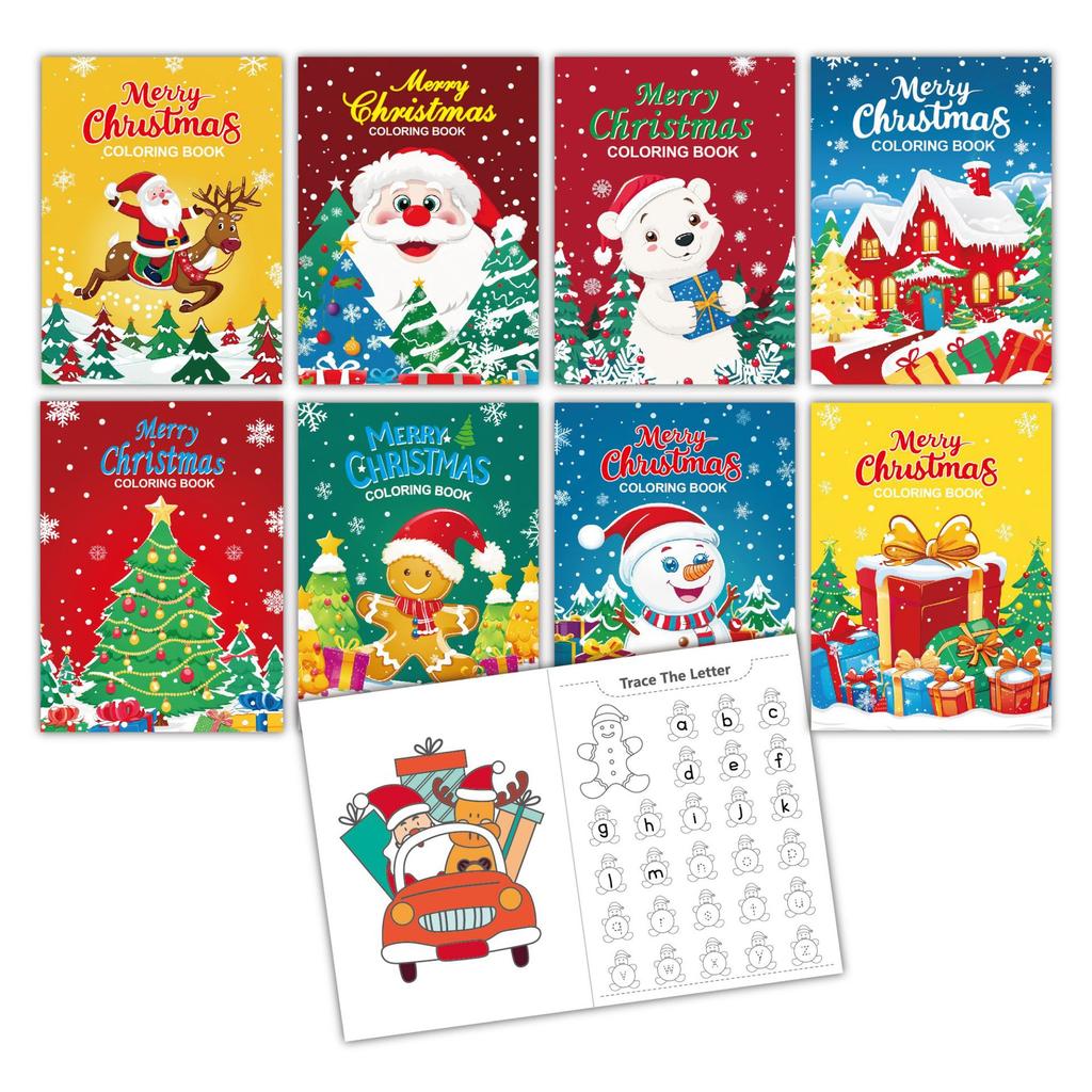 Non-Toxic Kids Christmas Coloring Book Puzzle Cartoon Painting Coloring Book Holiday Party Theme Christmas Puzzle Coloring Book Toy Gift