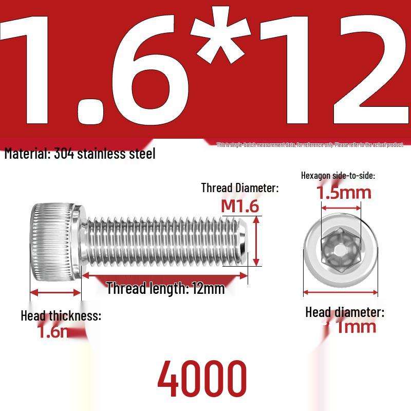 304 Stainless Steel Hex Socket Head Cap Screws, M2-M10, Extended Length