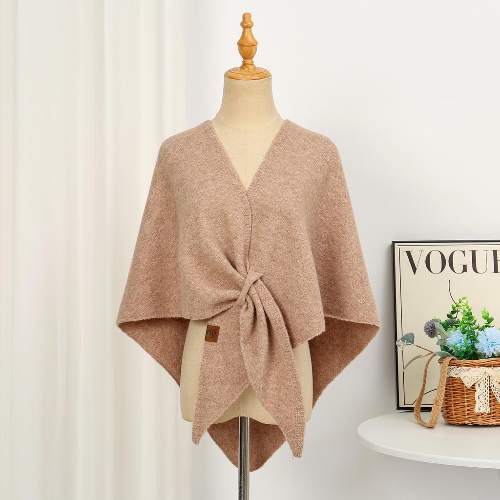 Lazy Travel Strolling Streets Triangular Scarf Women Autumn Winter Neck Protection Warm Air-conditioned Room Solid Color Shawl Outdoor Wear