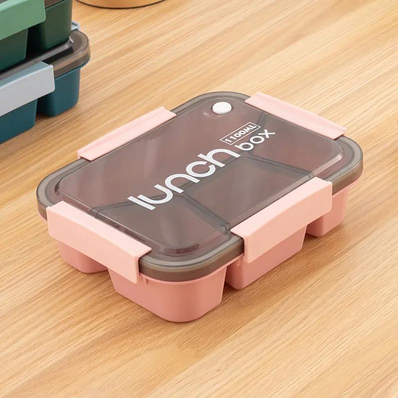 800/1100ml Plastica Porta Pranzo a Scomparti Microonde Sicuro Porta Bento con Posate Contenitore per Alimenti per Studente Lavoratore Stoviglie