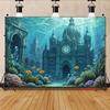 2D Underwater Ancient Building with Fish Backdrop Cloth for Kids Party