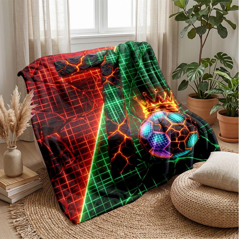 Neon Soccer Kingdom Theme blanket Lightweight Warm Flannel Blanket Decorative Throw Blanket for Home Decoration