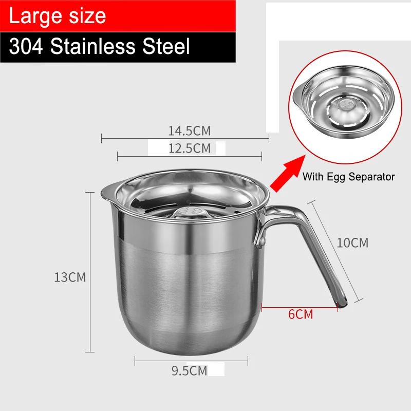 Oddělovač vaječných bílků Pomocný doplněk dětské výživy Miska na filtraci bílkovin vaječného žloutku Domácí sada na oddělování vajec z nerezové oceli 304