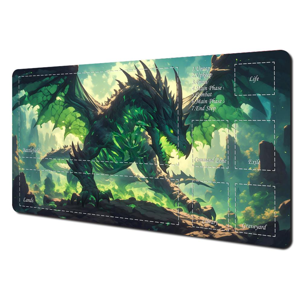 Fantasy Green Forest Playmat Nature Scenery Large Tcg Card Game Mat NonSlip Rubber Desk Pad For Gaming