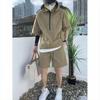 Summer Cargo Style Set Men's Casual Hooded Solid Short Sleeve T-shirt Shorts Loose Handsome Sweatshirt Suit