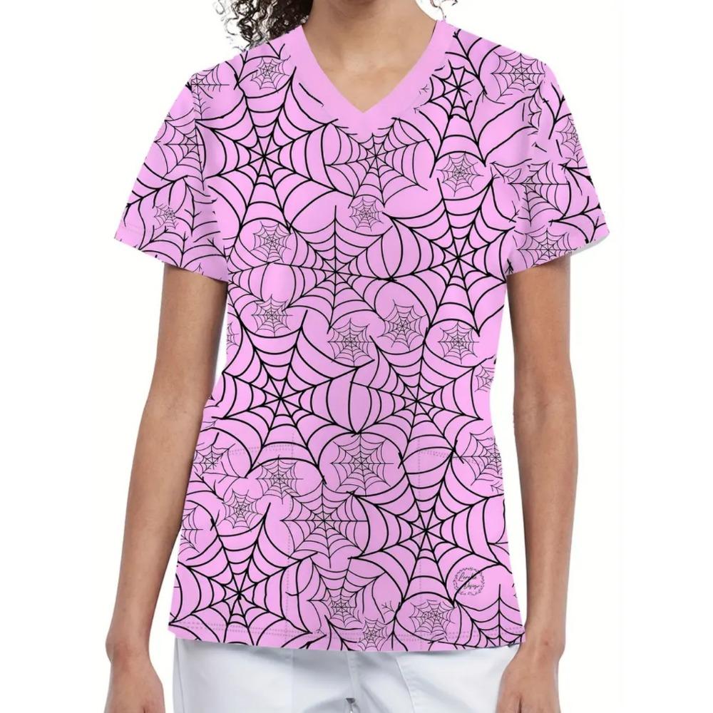 Uniforme Quirúrgico de Mujer para Halloween Estampados de Calabaza Estampado Feliz Escote en V Top de Enfermería Oferta Regalo para Personal Médico Uniforme Clínico
