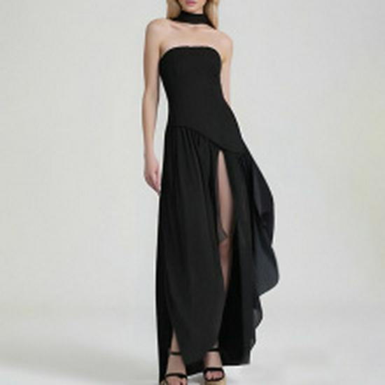 Spring 2026 European American Fashion High Waist Strapless Bandage Dress: Sexy & Versatile Solid Color Design for Women.