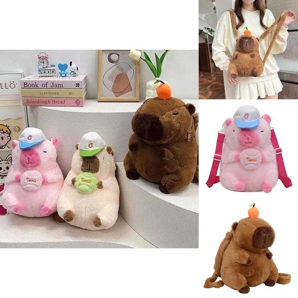 Capybara Plush Backpack Cartoon Soft Material For Students And Daily Use