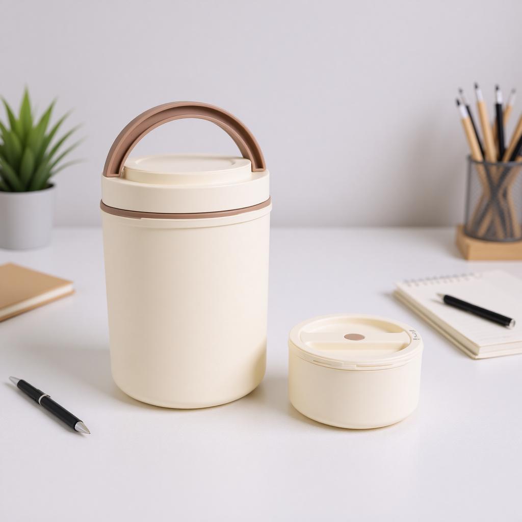 Portable Insulated Soup Cup Thermal Breakfast Mug with Lid Heatable 304 Stainless Steel for Travel Soup Rice Porridge