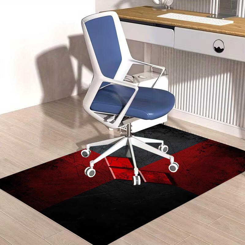 1pc Office Carpet Chair Mats Red and Black Abstract Pattern Perfect for Decorating Office Chairs, Living Rooms, Or Bedrooms,Polyester Carpet