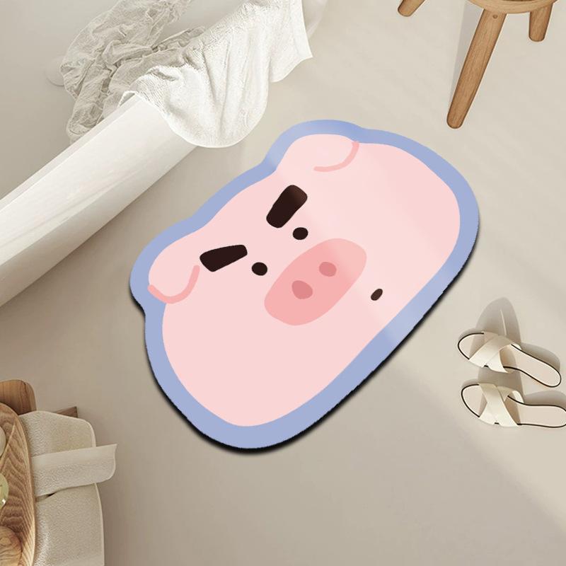 Cartoon Animal Doormat - Diatomaceous Earth Entrance Mat, Quick-Dry Absorbent Floor Mat For Bathroom, Durable And Non-Slip For Home Entryway