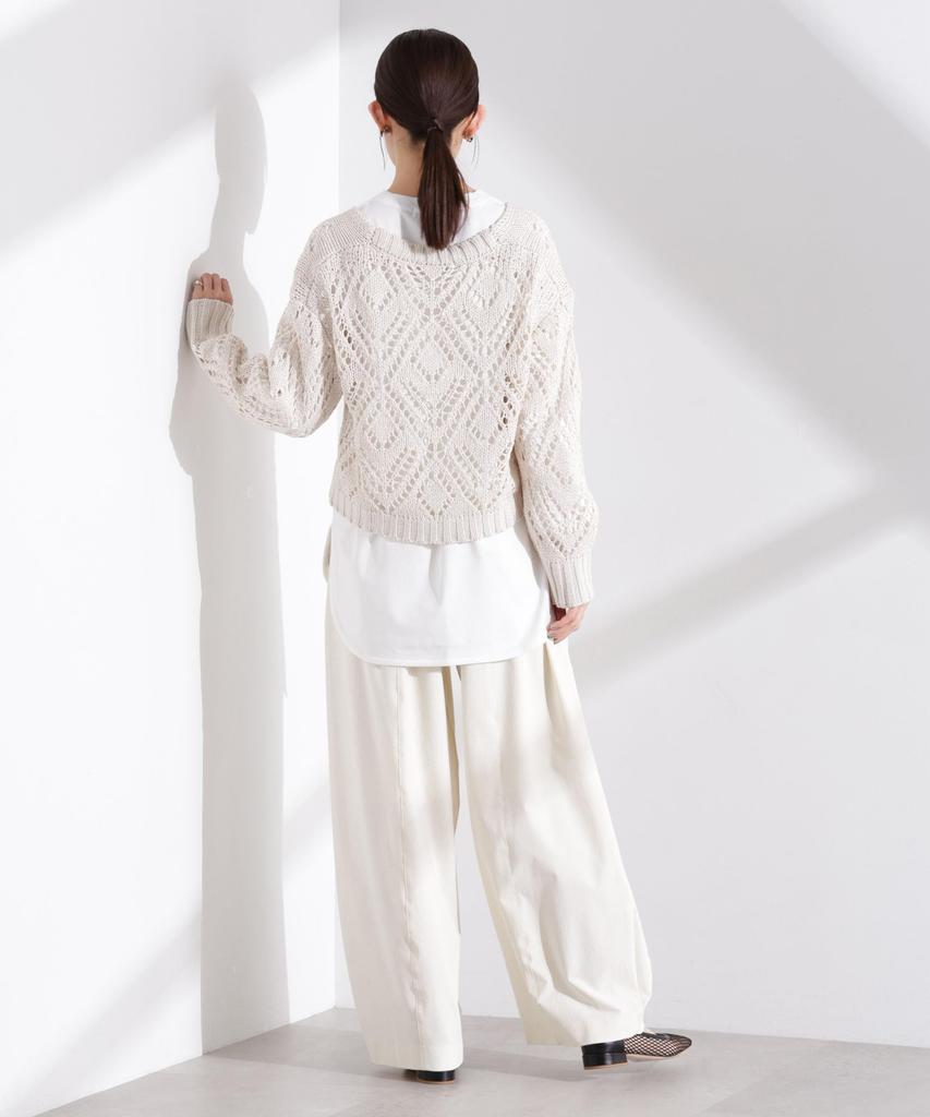 Nano Universe Lilyan Openwork Knit F Women's Pullover, 037, Ivory, 673-5122323