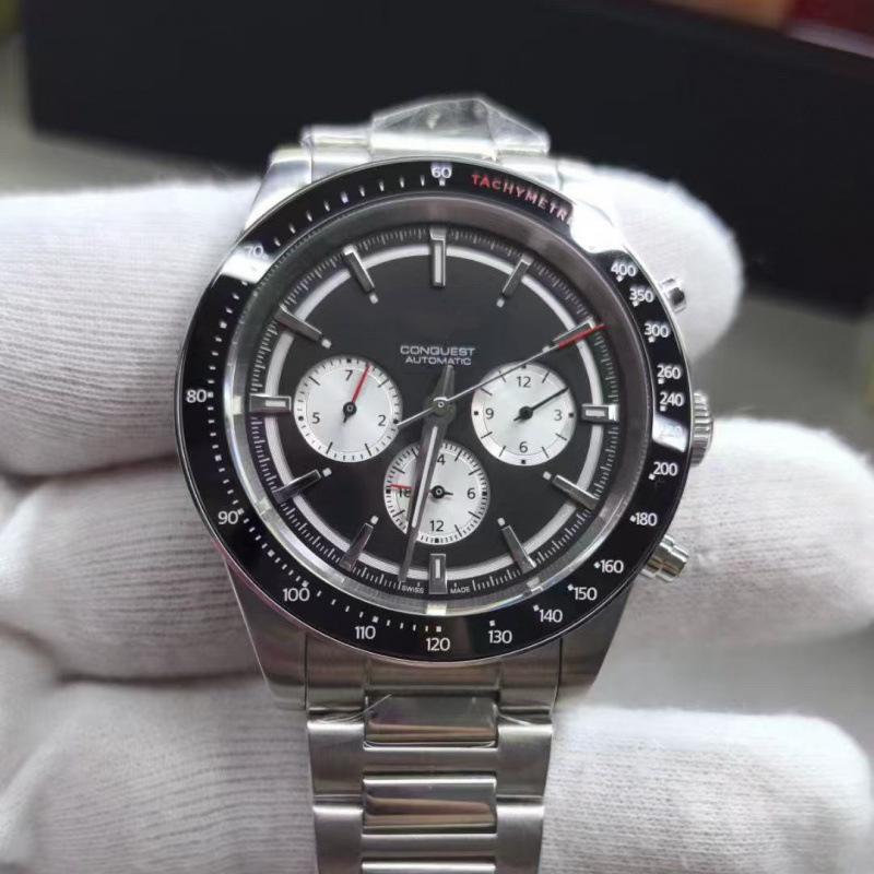 Мужские автоматические стальные часы Langjia Yuedong Conquest с люминесцентными шестью стрелками и многофункциональностью.