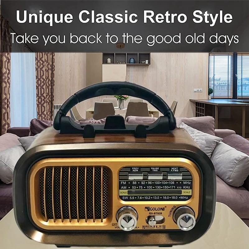 Classic Retro FM/AM/SW Radio Portable Full Band Radio Receiver Wireless Bluetooth Speaker MP3 Player Support USB/TF Card