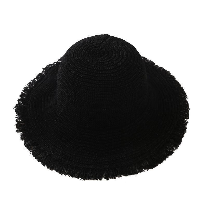 Hat, Ladies, Korean Version, Large Brim, Breathable Straw Hat with Rough Edges, Summer, Sun Protection, Fisherman Hat, Beach Hat