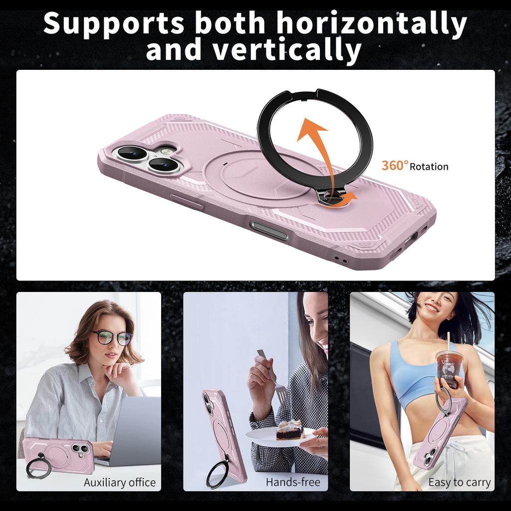 For iPhone 17 Case Compatible with MagSafe Kickstand TPU+PC Phone Cover