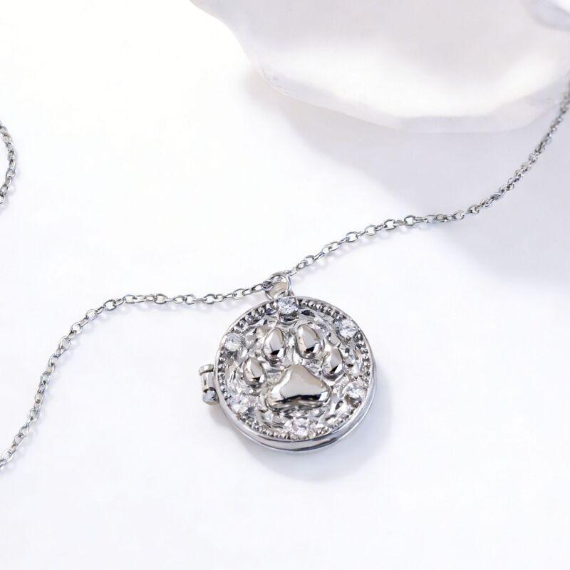 Custom Photo Pendant Necklace With Cat Paw Shape Resin Charm Stainless Steel Chain Women Men
