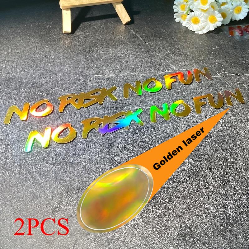 NO RISK NO FUN Laser Motorcycle Stickers Waterproof for Moto Helemt Front Fairing Fuel Tank DIY Bicycle Car Window Vinyl Decals