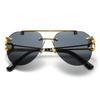 New Rimless Sunglasses Pilot Fashion Metal Frame Women Men Large Round Sun Glasses for Female Male Gradient Traveling Oculos