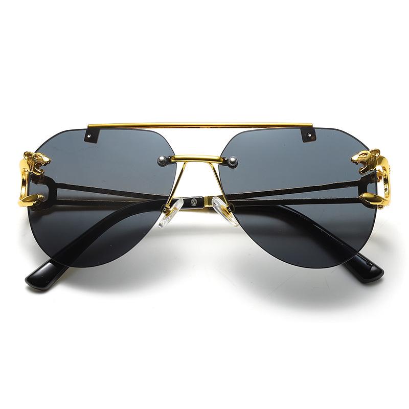 New Rimless Sunglasses Pilot Fashion Metal Frame Women Men Large Round Sun Glasses for Female Male Gradient Traveling Oculos