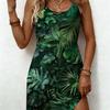 Fashion Tropical Plants Women Dress Sleeveless Sundress Leaf Graphic Summer New Vacation Casual  Daily Wear Female Clothing