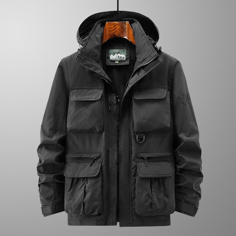 

Молодежная мужская куртка для активного отдыха, альпинизма, спортивная одежда, съемные рукава, капюшон, свободная флисовая куртка для мужчин M