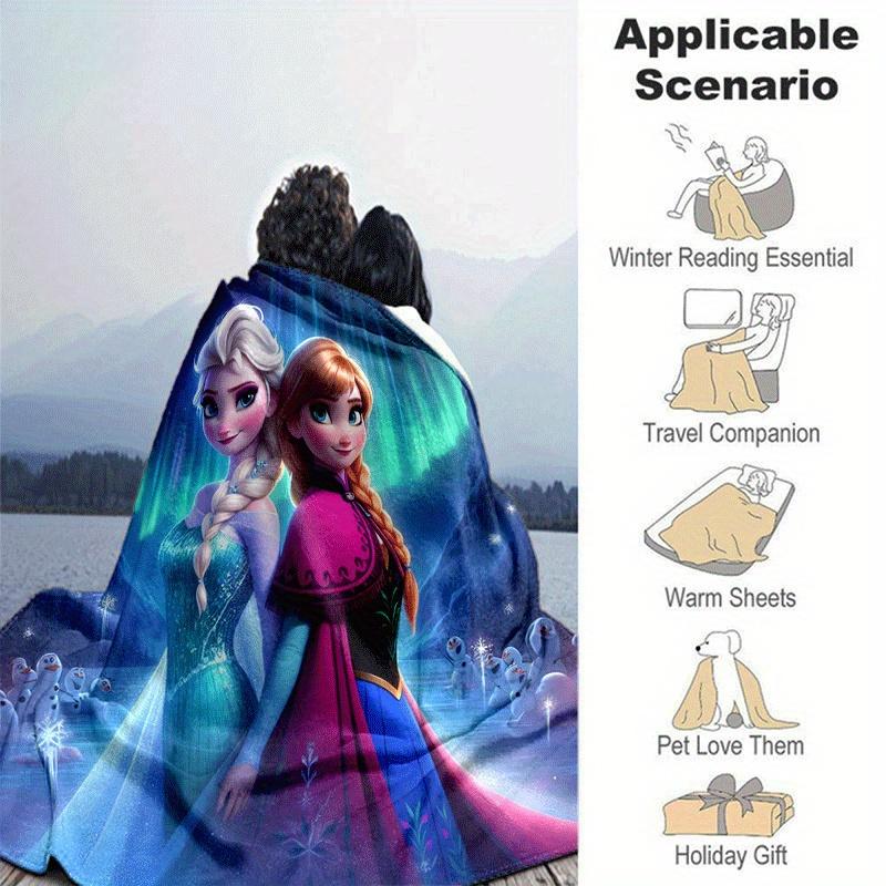 1pc Frozen Printing Blanket - Soft, All-Season Throw for Living Room, Bedroom,Personalized Gift with Adorable Cartoon Design