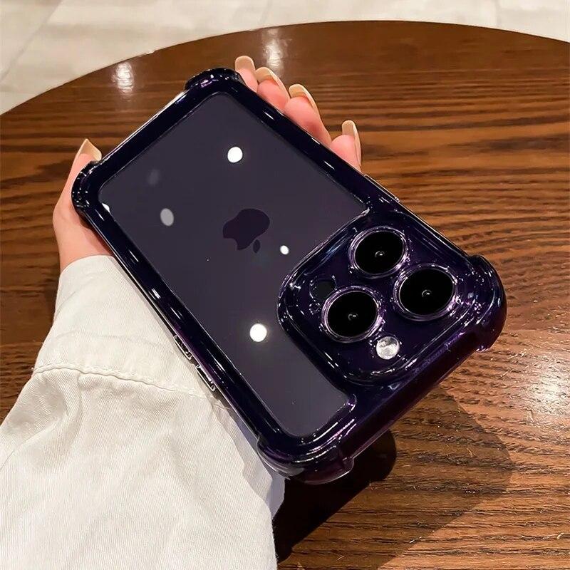 Lyxigt transparent silikonfodral för iPhone 15 14 13 12 11 Pro Max XR X XS 7 8 14 15 Plus SE 2020 Stötsäkert mjukt skal