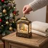 Bateriová vánoční světla Sněhová koule Lucerna, Vintage Santa Claus/Stromeček/Sob Vodní vířící sváteční stolní ozdoby Stolní noční světlo