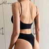 Dámská sexy souprava spodního prádla jednobarevná módní podprsenka a kalhotky na jógu, dvoudílná souprava spodního prádla, bikini
