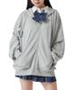 WEGO Big Zip Loose Plus Size Sweatshirt for High School and Perfect for Fall and a Great Gift for Size Type Heather Gray Women's Hoodie,