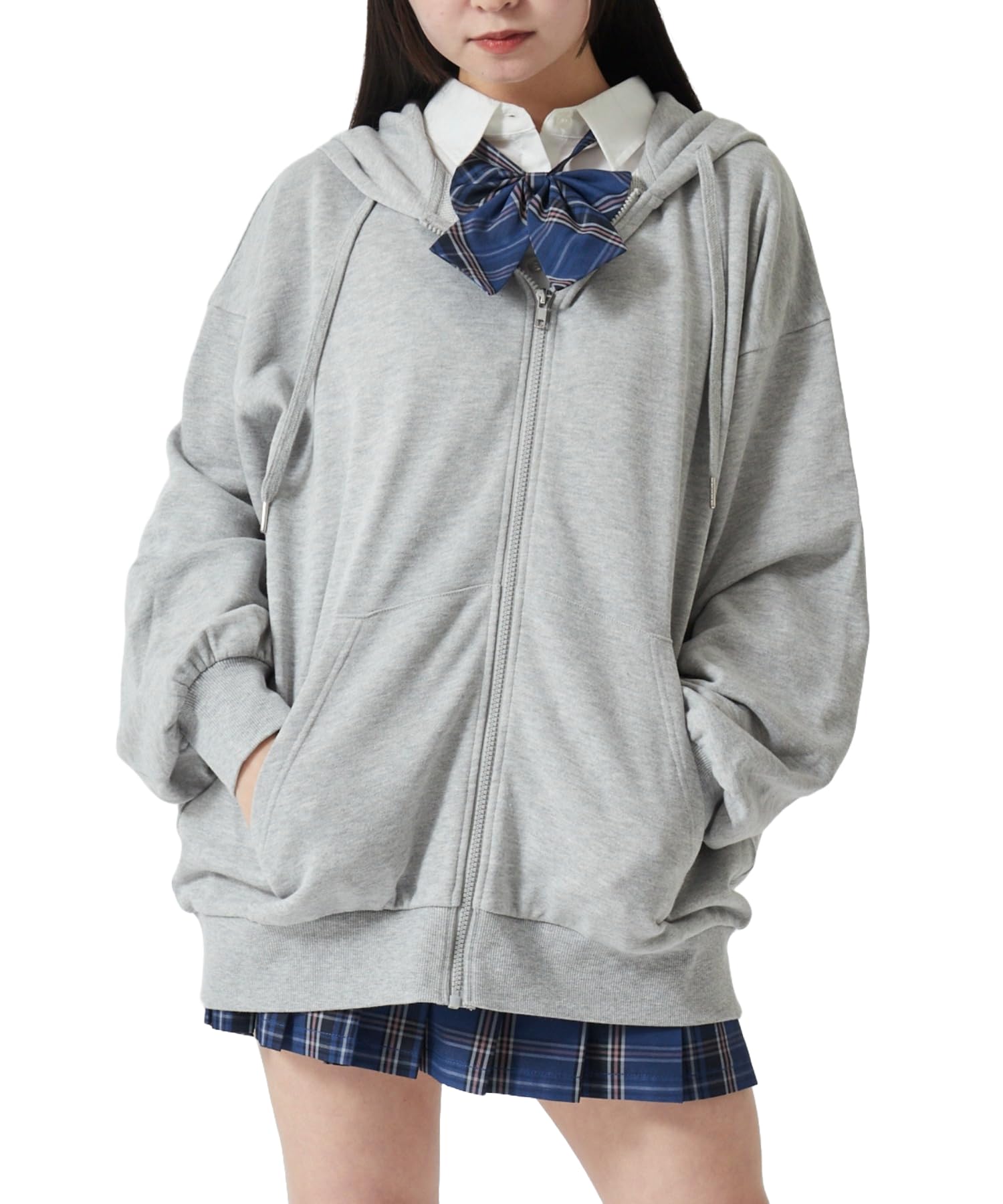 

WEGO Big Zip Loose Plus Size Sweatshirt for High School and Perfect for Fall and a Great Gift for Size Type Heather Gray Women s Hoodie,