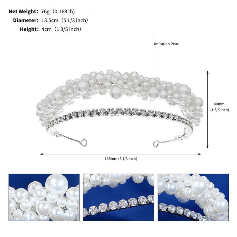 

Double-layer Pearl Headband Women s Wedding Dress Jewelry Retro High Skull Top Headwear Face Washing Pressing Hair Rhinestones