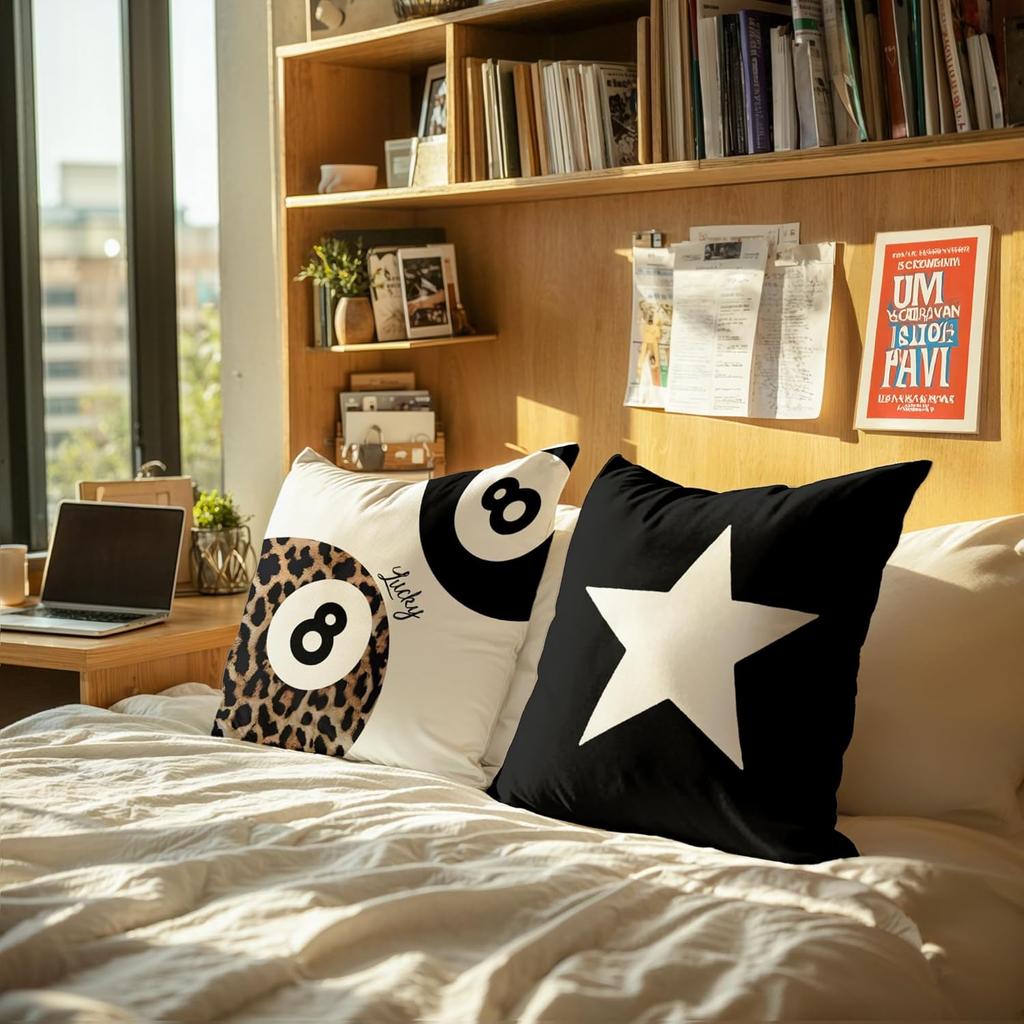 Preppy Star Lucky 8 Ball Cheetah Leopard Print Room Decor Pillow Cover 18x18 Set of 2,Leopard Gifts for Women,Cheetah Print Gifts,Coquette Pillow