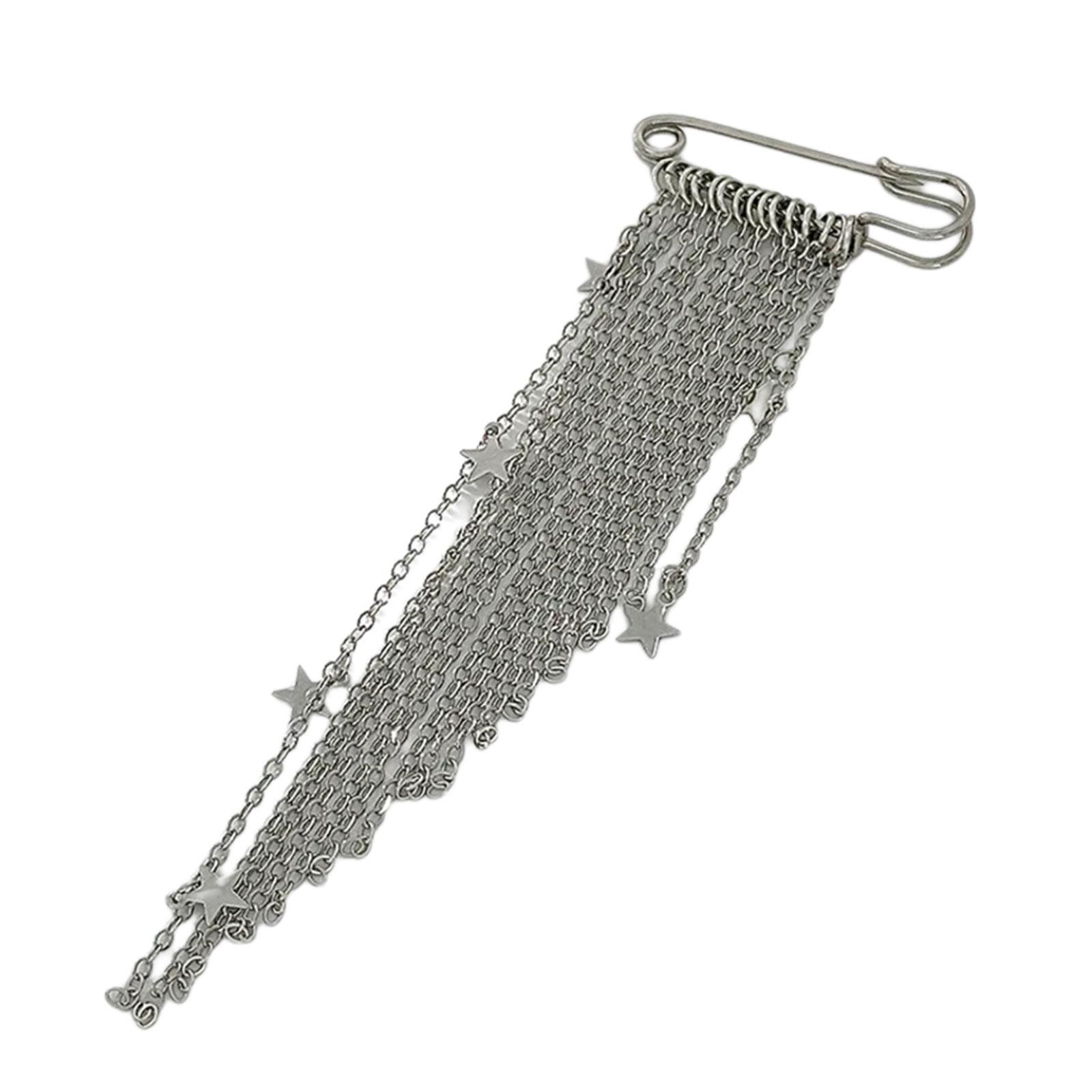 

Lightweight Portable Metal Chain Tassels Brooch Comfortable For Daily Wear Easy To Carry On Clothing Without Burden