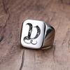 Vnox Retro-Initialen-Siegelring für Männer, 18 mm, sperrig, schwerer Stempel, männliches Band, Edelstahl, Buchstaben, individueller Schmuck, Geschenk für Ihn