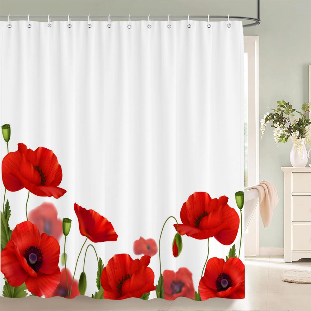 Home shower curtain for bathroom waterproof fabric fresh flowers and plants style bathroom Curtain with hooks decorative curtain