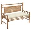 Garden Bench with Cushion 120 Cm Bamboo