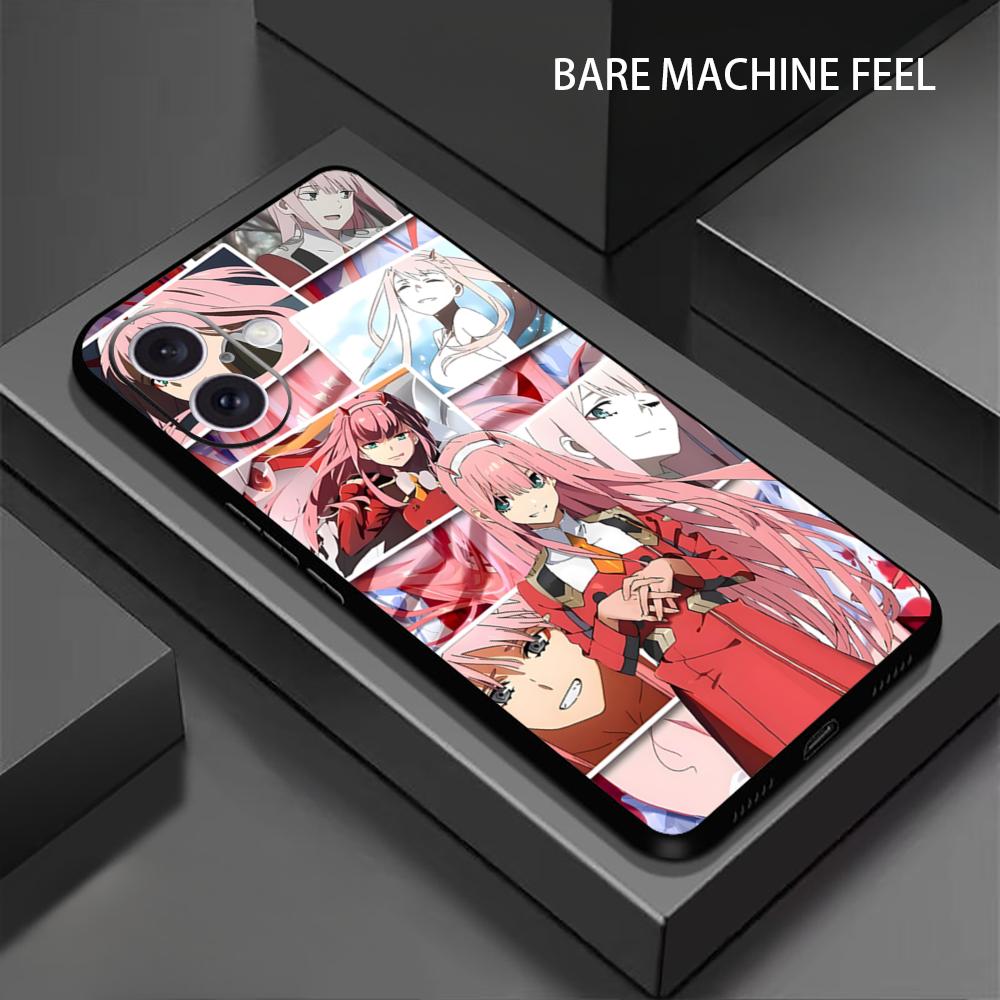 Cute Zero Two Anime Cool Phone Case For iPhone 16 16e 15 14 13 12 11 XS XR Plus Mini Pro Max Soft black Shockproof Cover