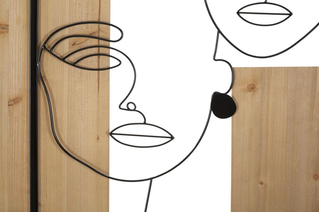 Wandpaneel Gesichter Eisen und Holz Cm 63X2X90