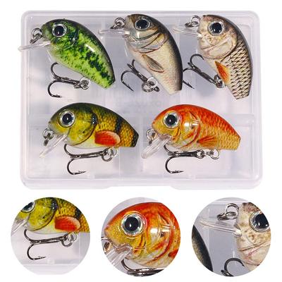 5 Stück Mini Kurbelköder Schwimmender Mikro Wobbler Crankbait Laut Angelköder Für Süßwasser Harter Künstlicher Elritzen-Bass-Tackle