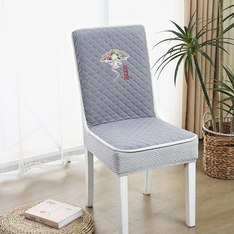 

Embroidered Pattern Chair Cover Plaid Non-Slip Warm Comfortable Chair Cover New Chinese Style Integrated Backrest Chair Cover 1 piece